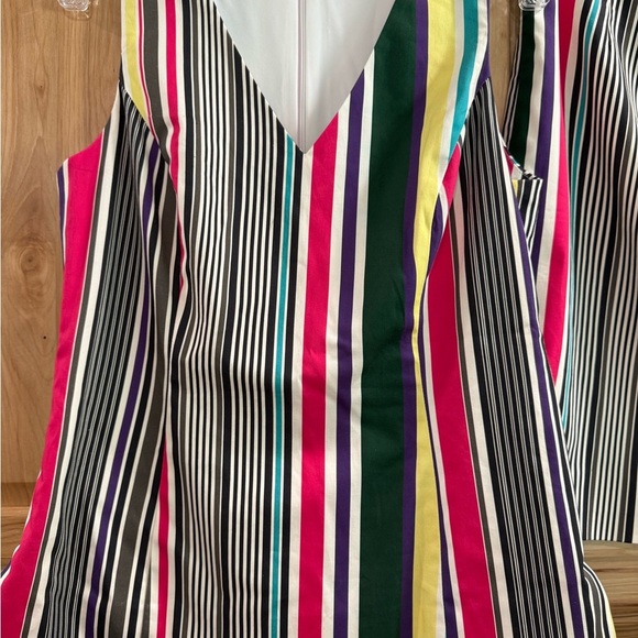 Carlisle Collection Colorful Striped Women's V-Neck Sleeveless Mini Skirt Set - Picture 2 of 14
